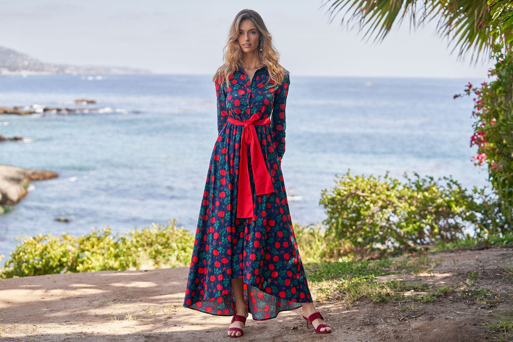 CONSTANCE MAXI DRESS NAVY ROSE FLORAL