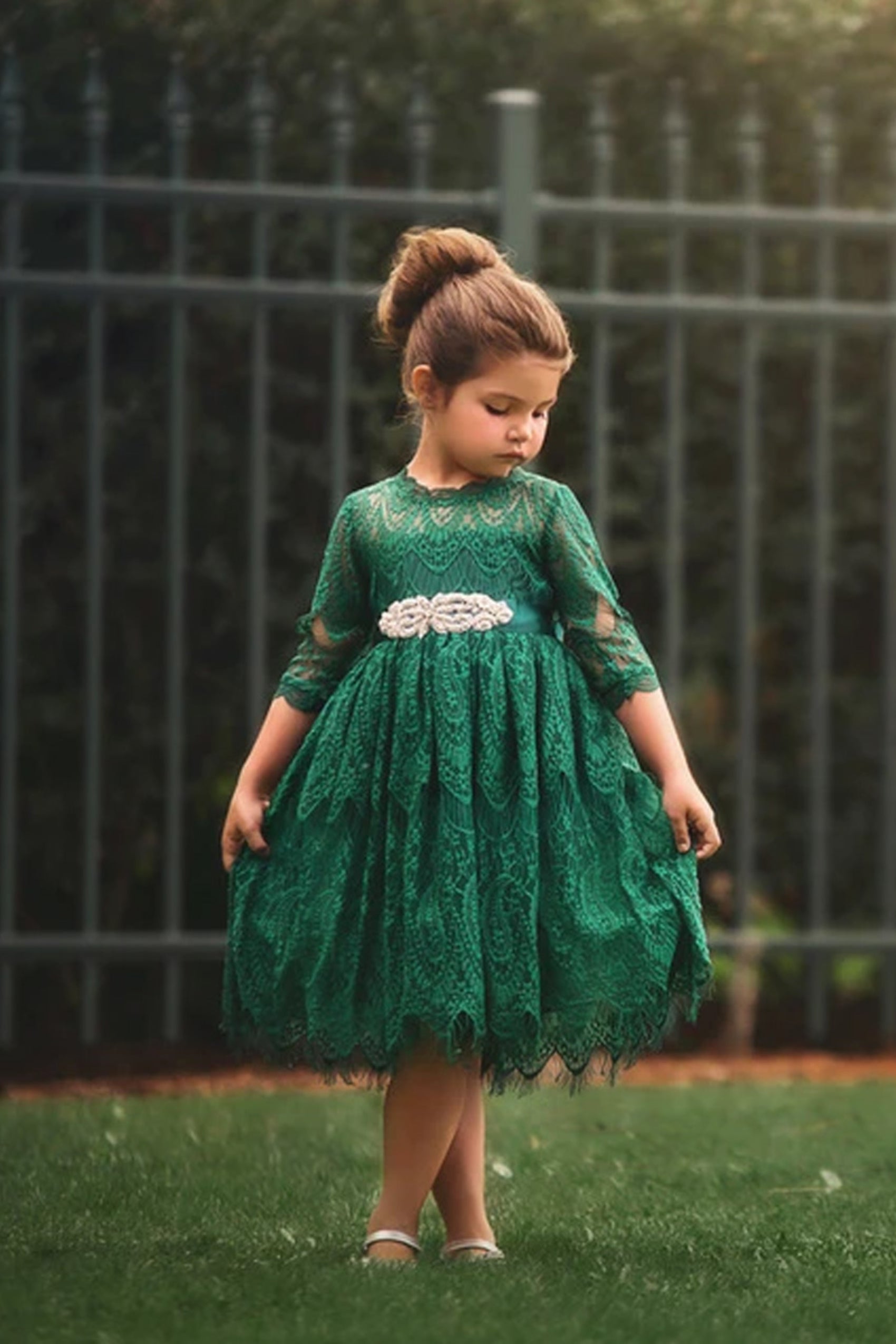 FALL DRESS SALE BELLA RAFAELA DRESS & BELT SET-EMERALD