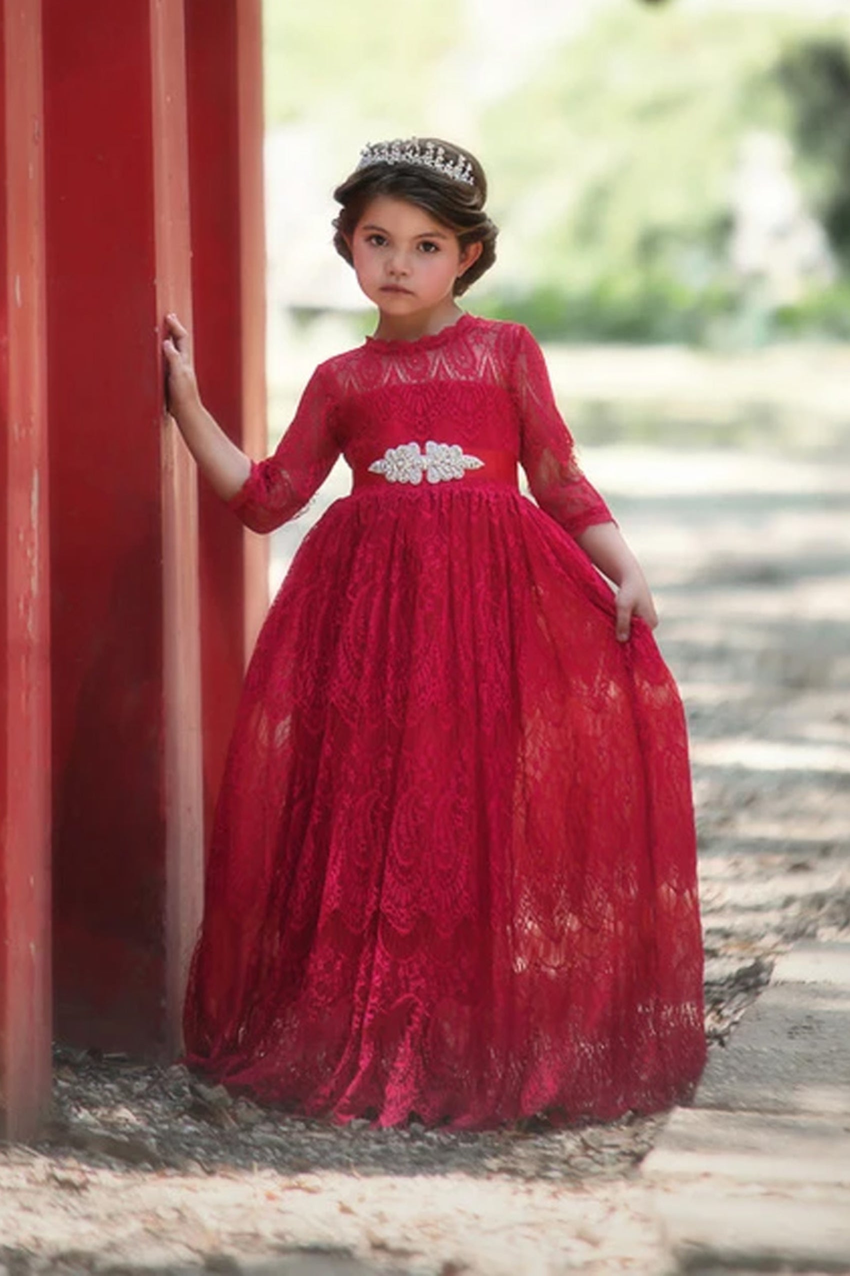 BELLA RAFAELA GOWN & BELT CRIMSON