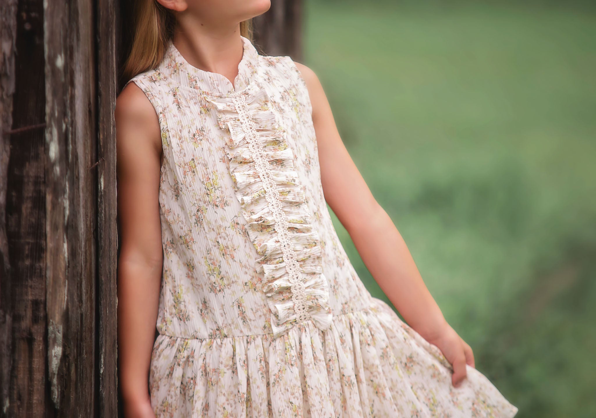 ADA DRESS IVORY CRINKLE FLORAL
