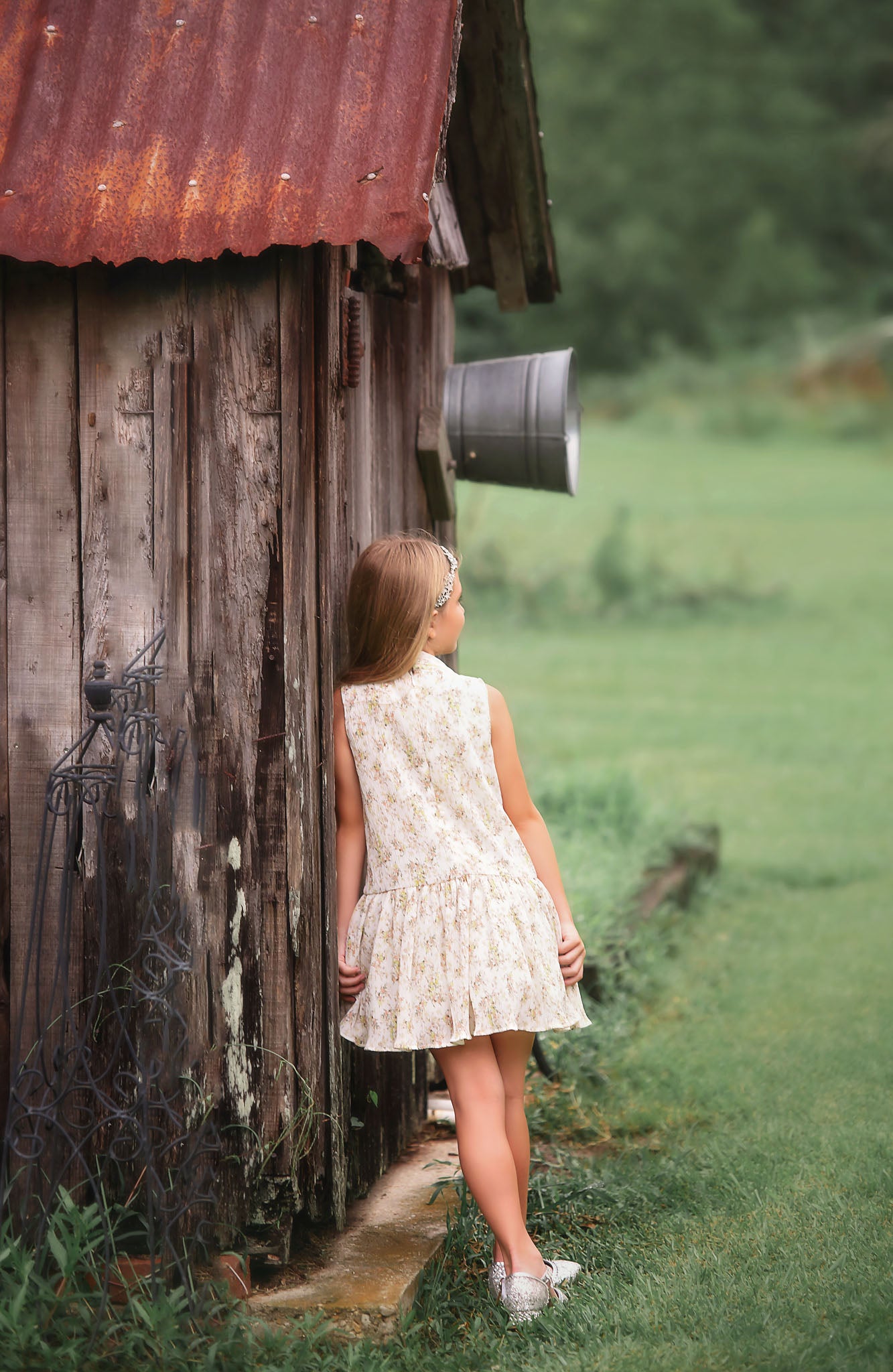 ADA DRESS IVORY CRINKLE FLORAL