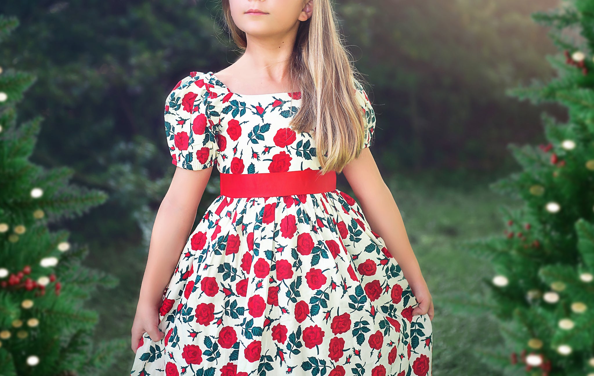 ARIELLE DRESS RED ROSE FLORAL