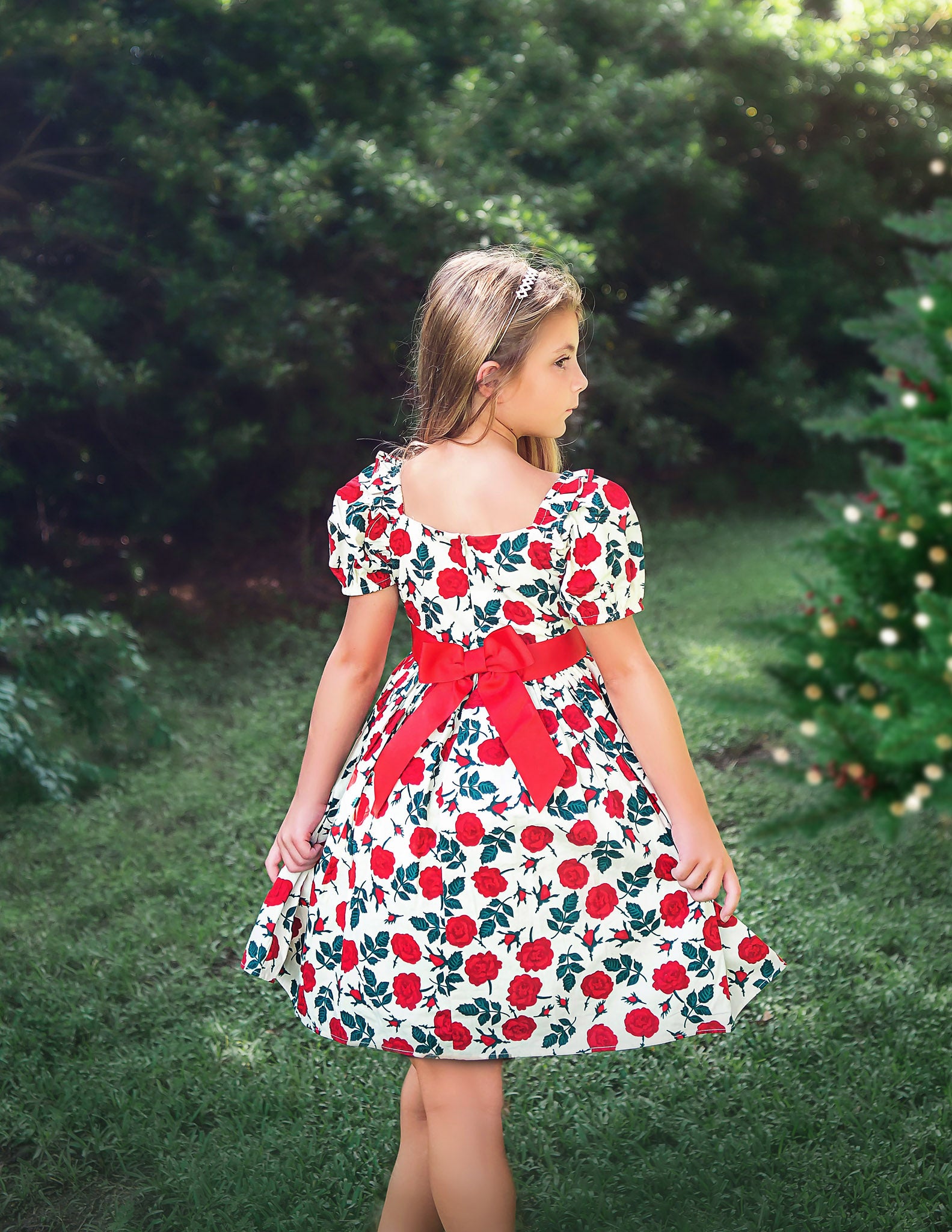 ARIELLE DRESS RED ROSE FLORAL