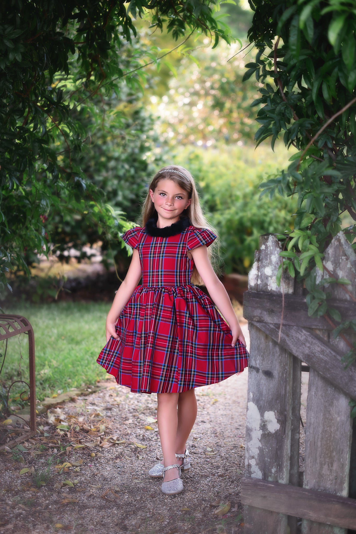 EVANGELINE DRESS ROYAL STEWART TARTAN